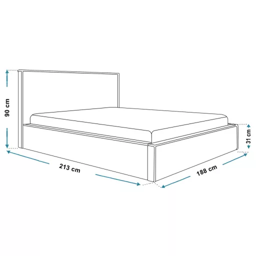 Minimal ágykeret 160 X 200 fekvőfelület, ágyráccsal és ágyneműtartóval, Amor04 bézs Express szállítással