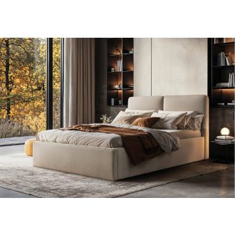   Mokka kárpitozott ágyneműtartós ágy előről nyíló gázrugós ágyráccsal 180 X 200 fekvőfelület