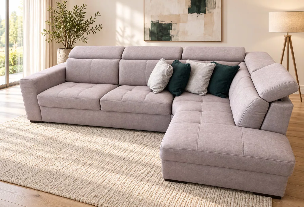 Napoli ágyazható sarokgarnitúra 316 cm X 211 cm - nyitható tárolóval - jobbos - Zoya02 sötétbézs EasyClean szövettel -kiállítási kedvezménnyel – 1. termékkép