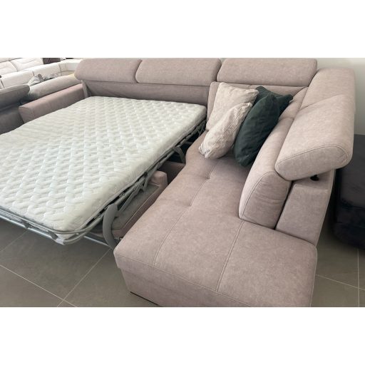 Napoli ágyazható sarokgarnitúra 316 cm X 211 cm - nyitható tárolóval - jobbos - Zoya02 sötétbézs EasyClean szövettel -kiállítási kedvezménnyel