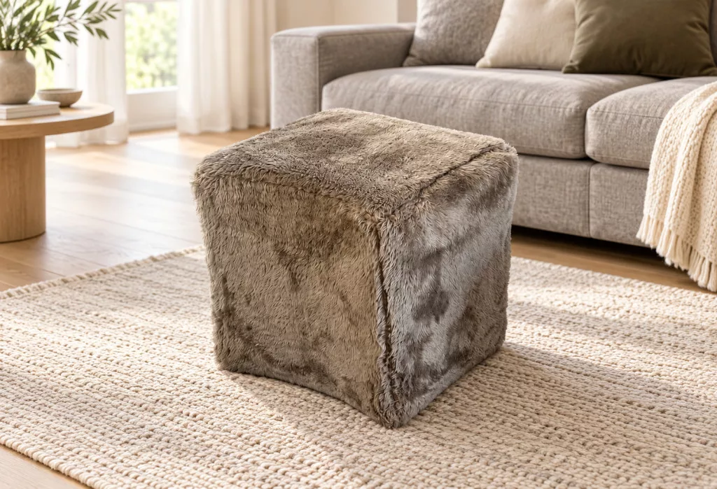 Oka puff 49 cm X 41 cm, magas - konkáv - Tasco1152 - barna – 1. termékkép