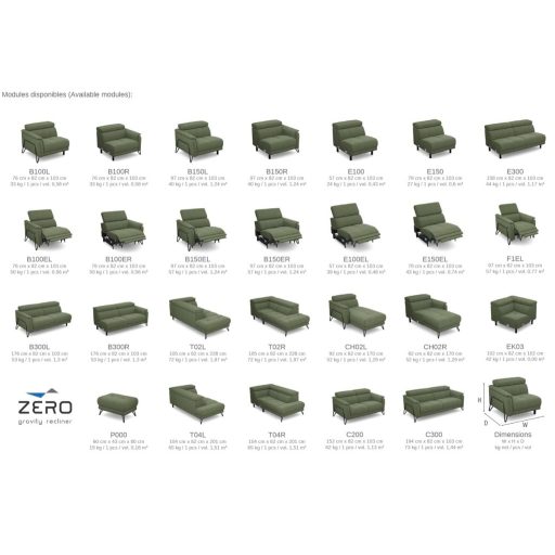 Oltens dupla relax sarokgarnitúra 170 cm X 268 cm - balos