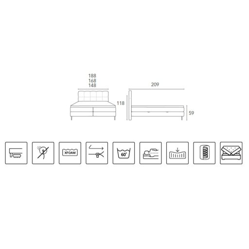 Onix táskarugós boxspring ágy ágyneműtartóval 140 X 200