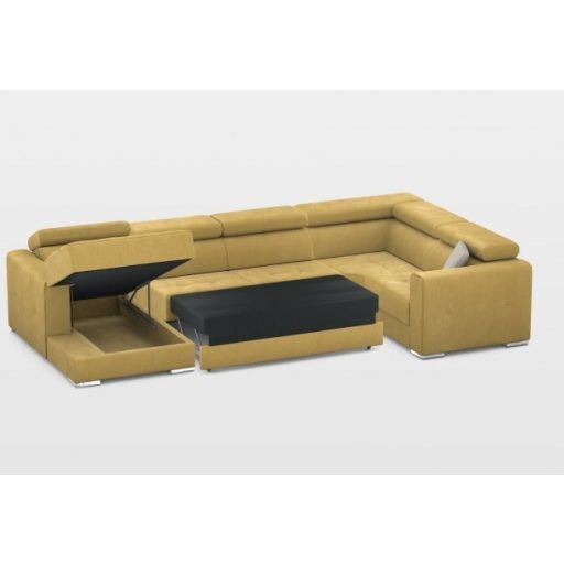 Quartz U-form ágyazható, ágyneműtartós elektromos relax sarokkanapé - 170 cm X 371 X 216 cm - balos