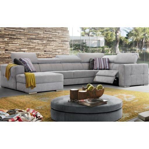 Quartz U-form ágyazható, ágyneműtartós elektromos relax sarokkanapé - 170 cm X 371 X 216 cm - balos