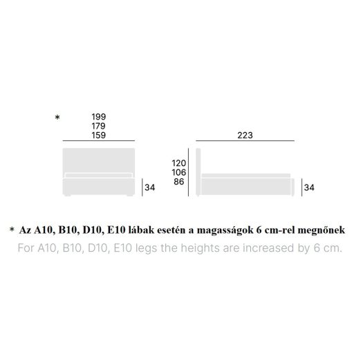 Sarah kárpitozott ágyneműtartós ágy előről nyíló gázrugós ágyráccsal - 86 cm magas fejvéggel - 140 X 200 fekvőfelület