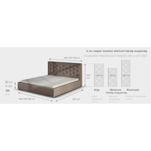 Savanna kárpitozott ágy - 106 cm magas fejvéggel - 90 X 200 fekvőfelület