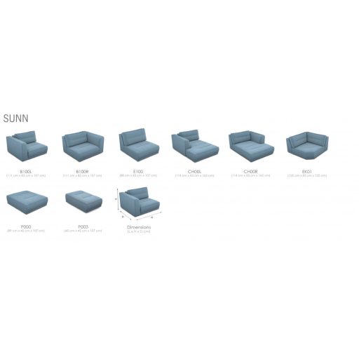 Sunn U-alakú sarokgarnitúra 236 cm x 350 cm x 162 cm - balos