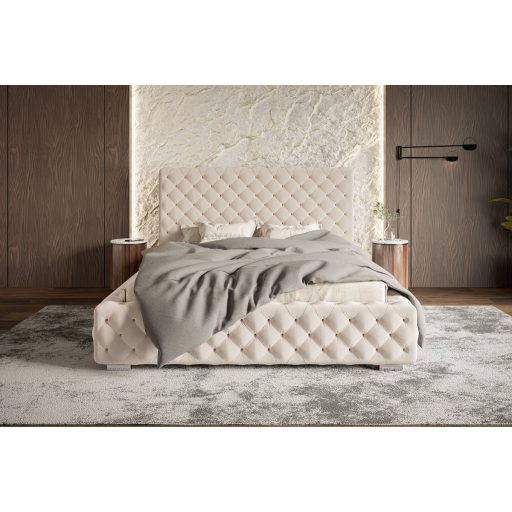 Szeged ágykeret 180 X 200 fekvőfelület, ágyráccsal és ágyneműtartóval, Amor04 bézs Expressz szállítással