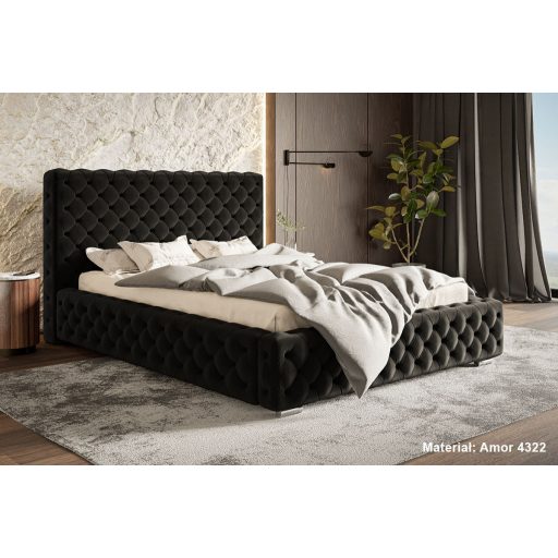 Szeged ágykeret 180 X 200 fekvőfelület, ágyráccsal és ágyneműtartóval, Amor22 fekete Expressz szállítással