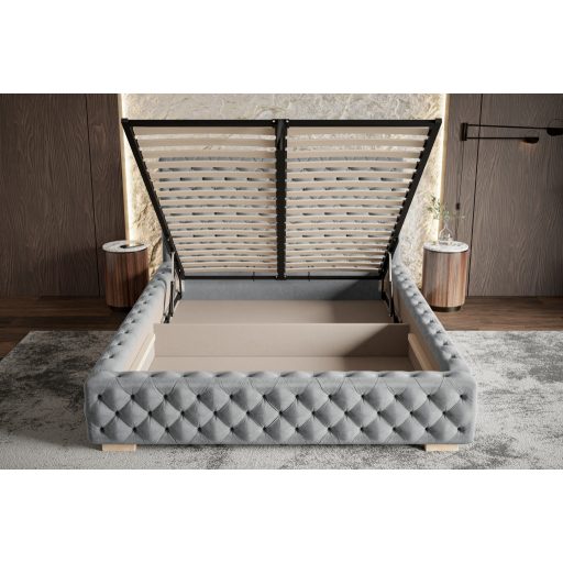 Szeged ágykeret 180 X 200 fekvőfelület, ágyráccsal és ágyneműtartóval, Amor22 fekete Expressz szállítással