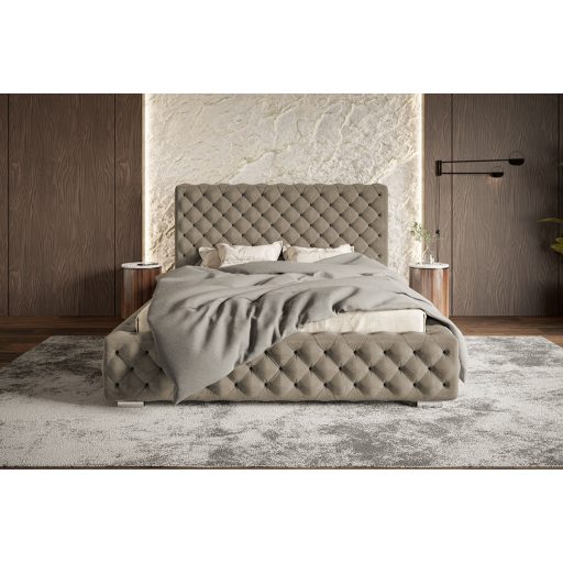 Szeged ágykeret 140 X 200 fekvőfelület, ágyráccsal és ágyneműtartóval, Jasmine24 világosbarna Expressz szállítással