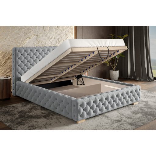 Szeged ágykeret 160 X 200 fekvőfelület, ágyráccsal és ágyneműtartóval, Jasmine90 szürke Expressz szállítással