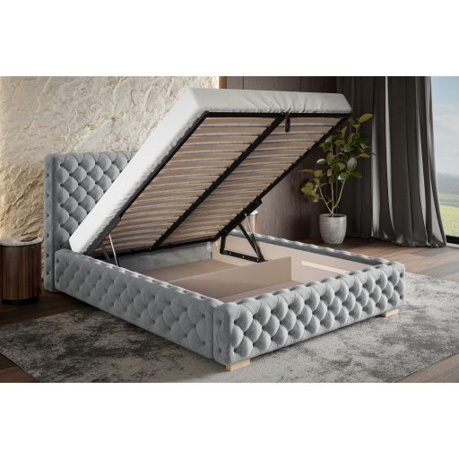 Szeged ágykeret 160 X 200 fekvőfelület, ágyráccsal és ágyneműtartóval, Jasmine90 szürke Expressz szállítással