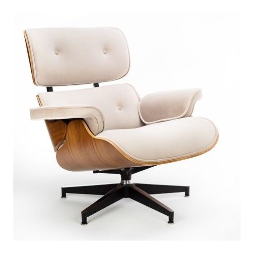 TOKYO fotel lábtartóval Beige Velvet / világos dió