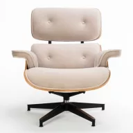 TOKYO fotel lábtartóval Beige Velvet / világos dió