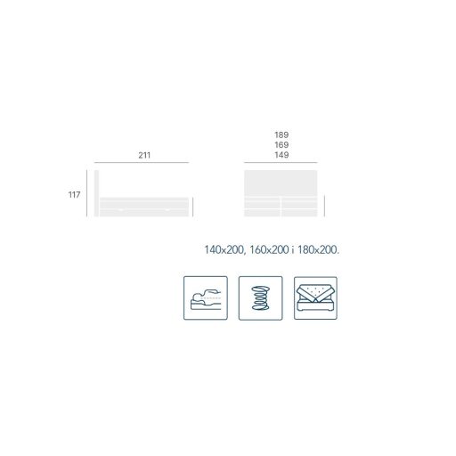 Turi boxspring ágyalap oldalról nyíló ágyneműtartóval140 X 200