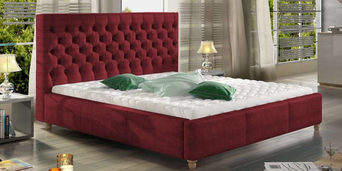 Chester kárpitozott ágy piros színben