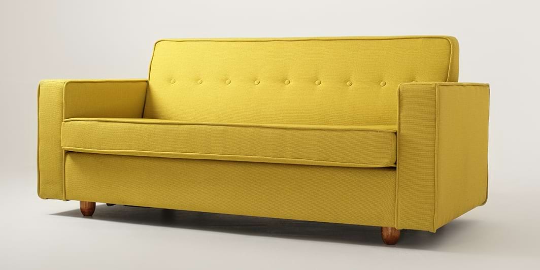 Skandináv design zug ágyazható kanapé sárga színben