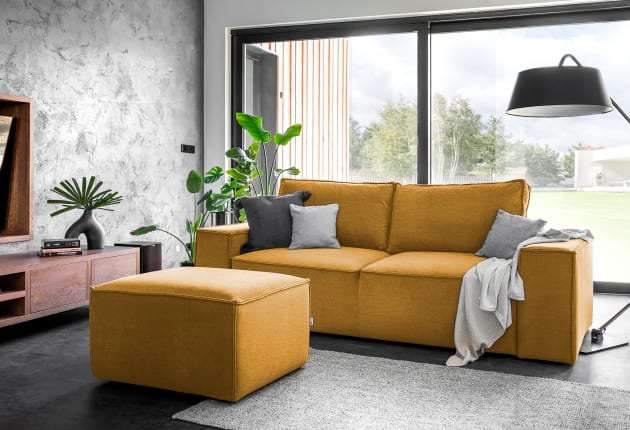 Sila dán design kanapéágy sárga színben