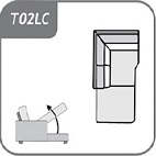 T02LC - 2 személyes háttámlás nyitott sarokelem tárolóval (nyitott terminál) - bal
